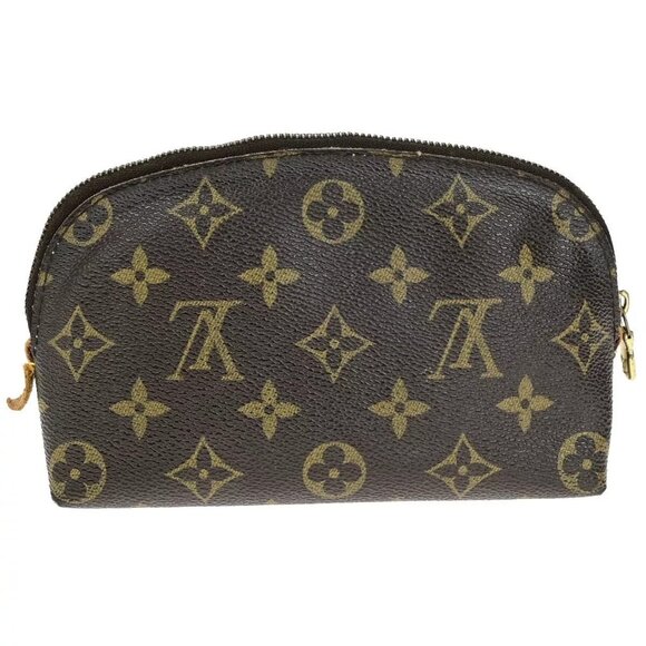 LOUIS VUITTON Pochette Cosmetic Pouch Bag Monogram Leather Brown M47515 05ED262 - Picture 1 of 16